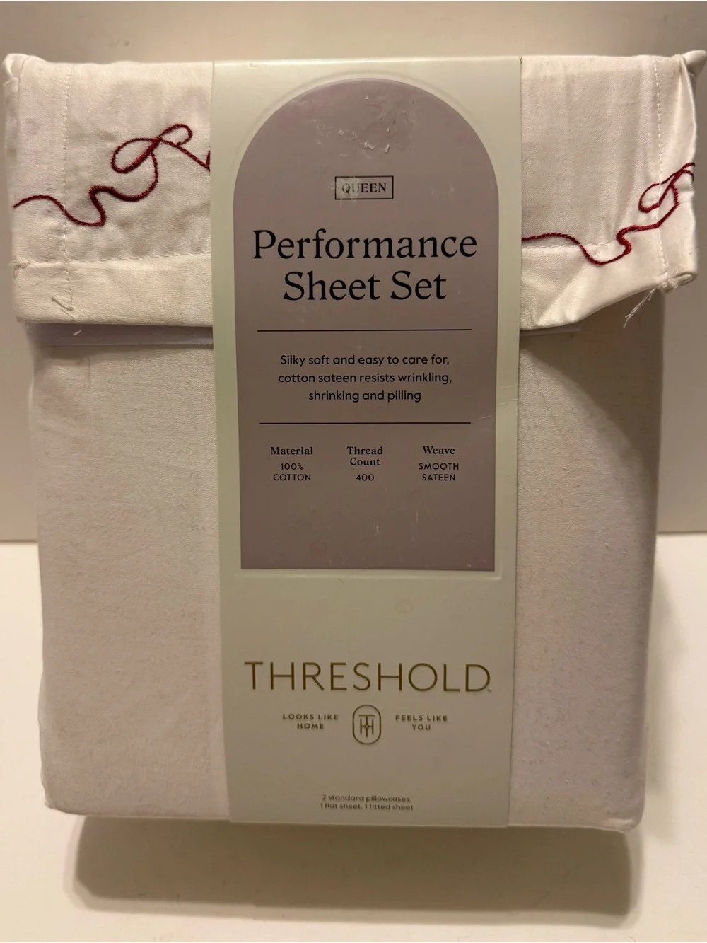 Threshold Performance Sheet Set Queen Love 400 Thread Count 100% Cotton New